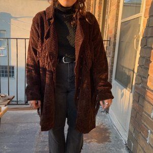 Brown cowboy cardigan with fringe